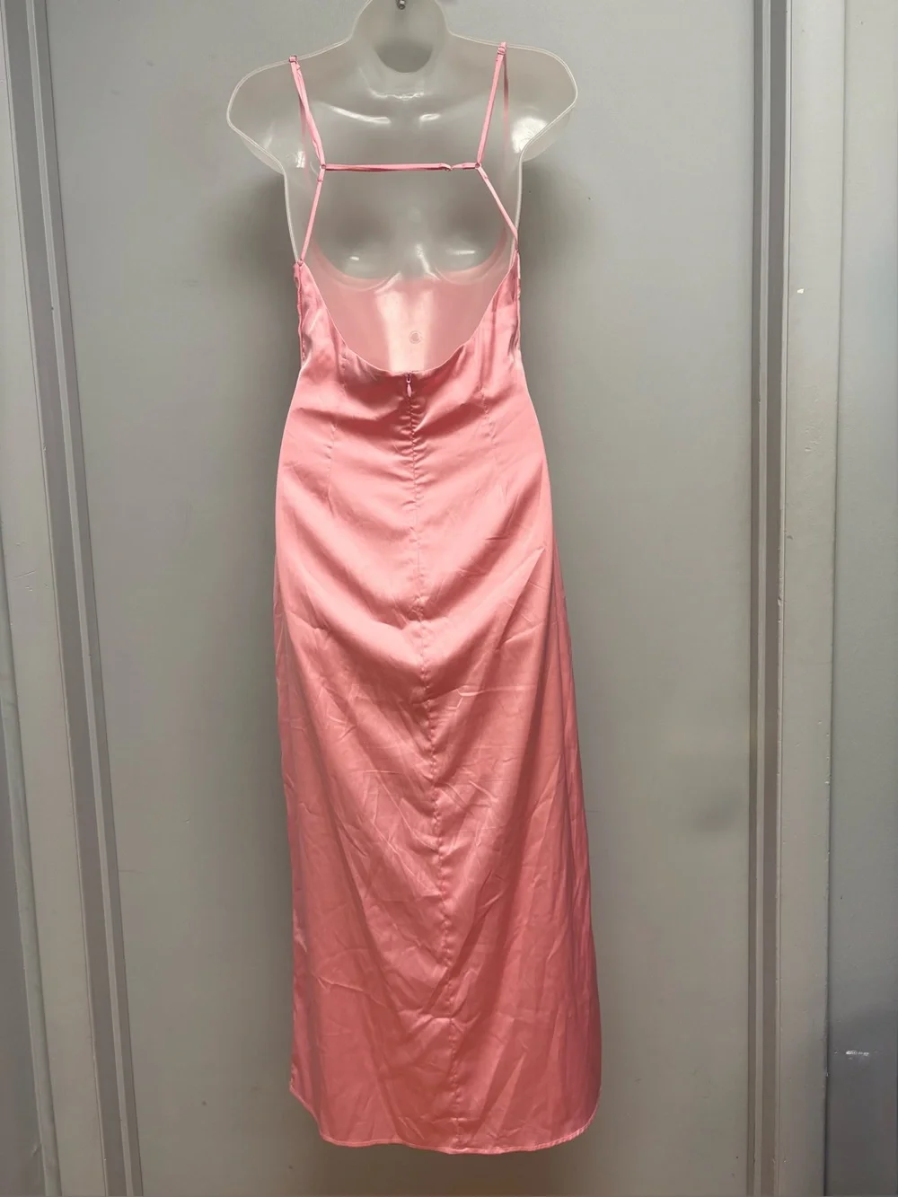 FORE Pink Satin Bustier Maxi Slip Dress Size Medium Y2K Formal